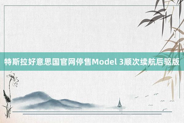 特斯拉好意思国官网停售Model 3顺次续航后驱版