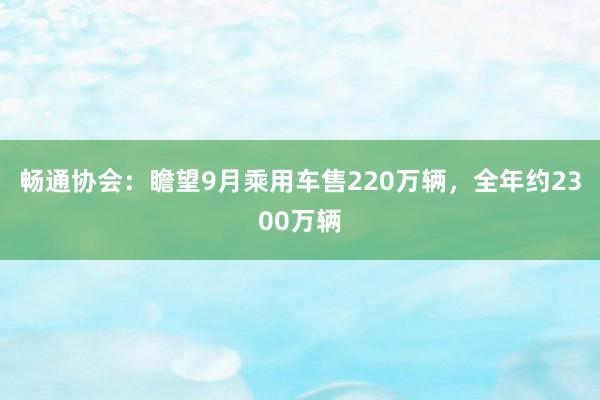 畅通协会：瞻望9月乘用车售220万辆，全年约2300万辆