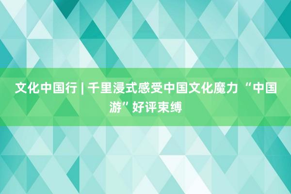 文化中国行 | 千里浸式感受中国文化魔力 “中国游”好评束缚