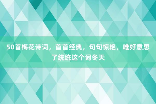 50首梅花诗词，首首经典，句句惊艳，唯好意思了统统这个词冬天